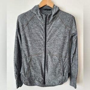 ATHLETA Long Sleeve Ruched‎ Heathered Gray Full Zip Jacket Zipper Pockets Small